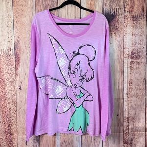 Disney Store Purple Tinkerbell Long Sleeve Plus Size Tee